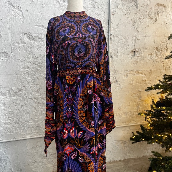 Farm RIO Heart forest Printed crepe de chine maxi dress SIZE SMALL floor length - Picture 2 of 9